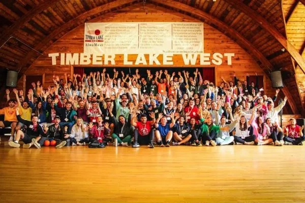 Timber Lake West - a group of children in the hall 